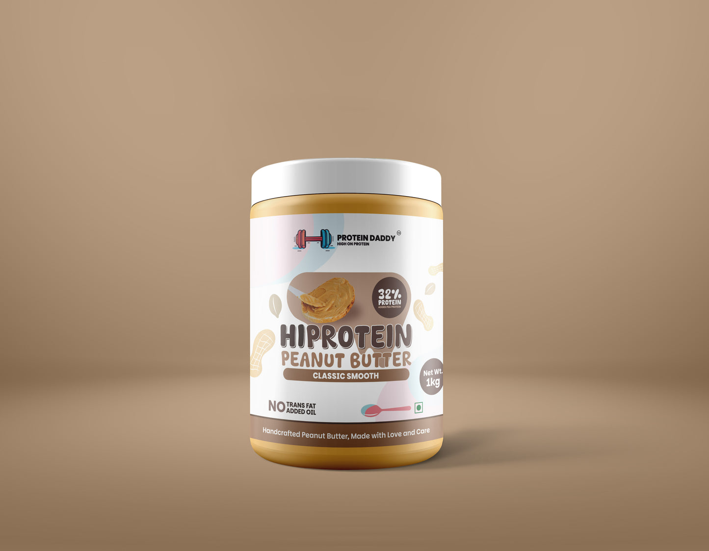 High Protein Classic Smooth Peanut Butter with Added Pea Protein – 32g Protein per 100g