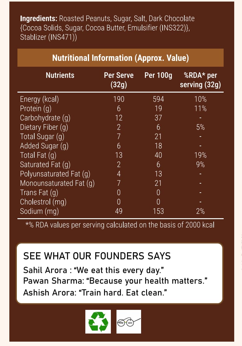 Protein Daddy Dark Chocolate Crunch Peanut Butter jar - Back View